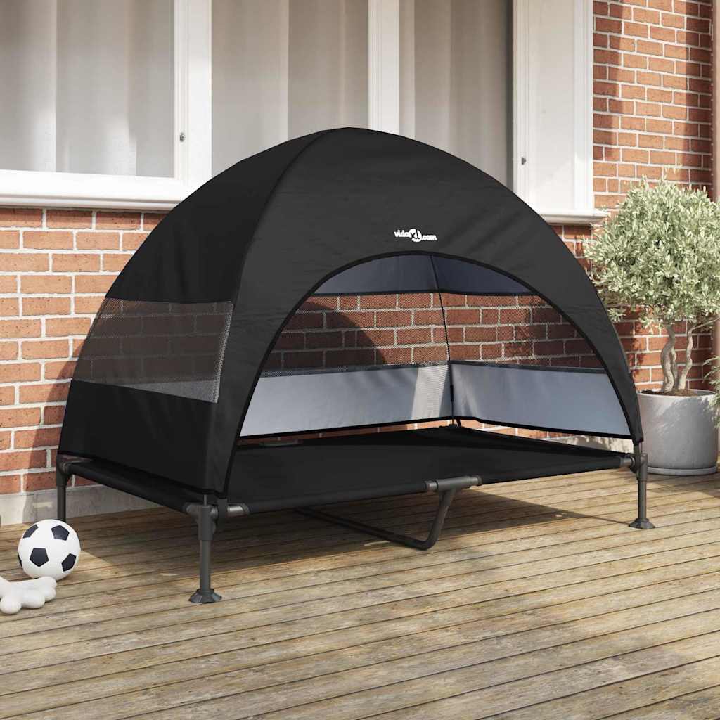 Vidaxx lit surélevé pour chien noir 127 x 81 x 108 cm tissu et acier