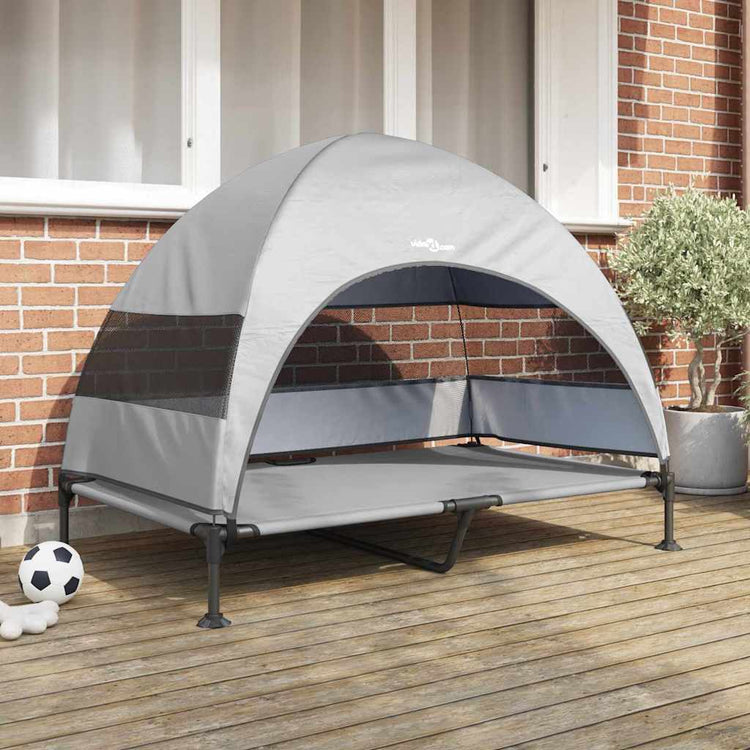 Vidaxx lit surélevé pour chien gris argenté 127 x 81 x 108 cm tissu et acier