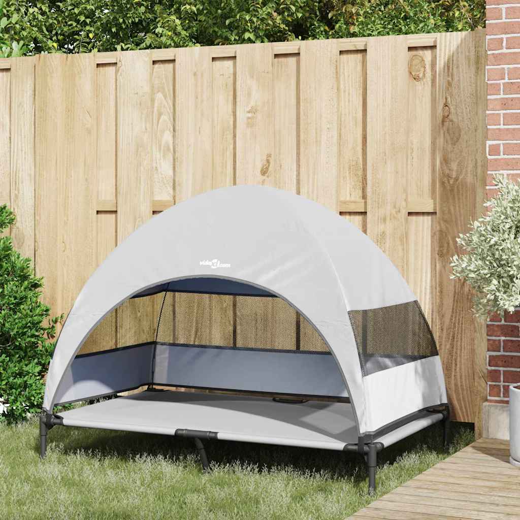 Vidaxx lit surélevé pour chien gris argenté 127 x 81 x 108 cm tissu et acier