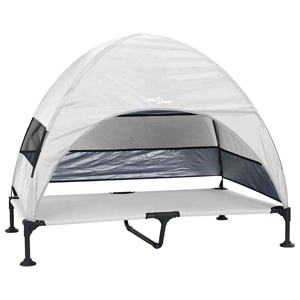 Vidaxx lit surélevé pour chien gris argenté 127 x 81 x 108 cm tissu et acier