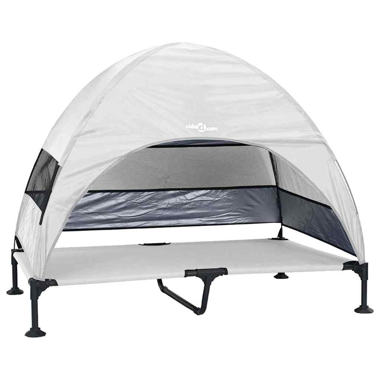 Vidaxx lit surélevé pour chien gris argenté 127 x 81 x 108 cm tissu et acier