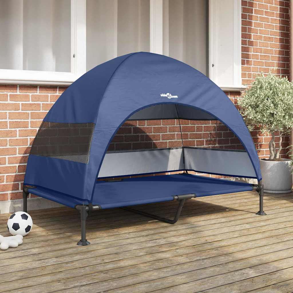 Vidaxx lit surélevé pour chien bleu marine 127 x 81 x 108 cm tissu et acier