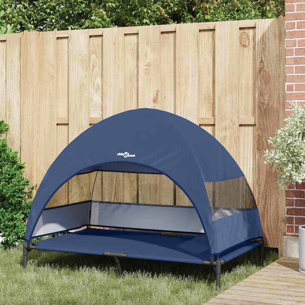 Vidaxx lit surélevé pour chien bleu marine 127 x 81 x 108 cm tissu et acier