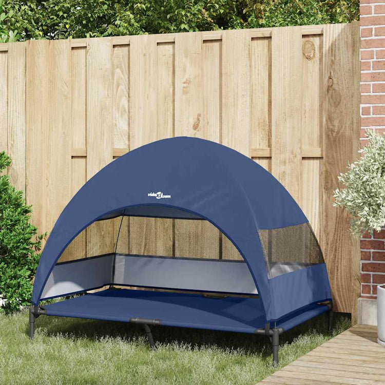 Vidaxx lit surélevé pour chien bleu marine 127 x 81 x 108 cm tissu et acier