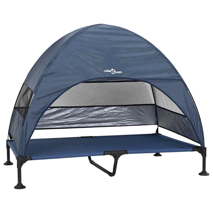 Vidaxx lit surélevé pour chien bleu marine 127 x 81 x 108 cm tissu et acier