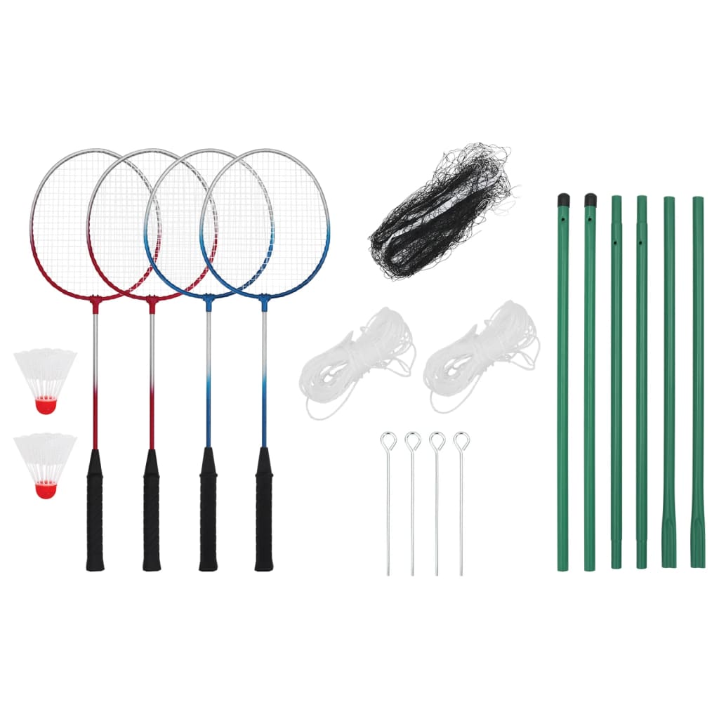Vidaxl badmintonset avec 4 raquettes et net 620x151 cm