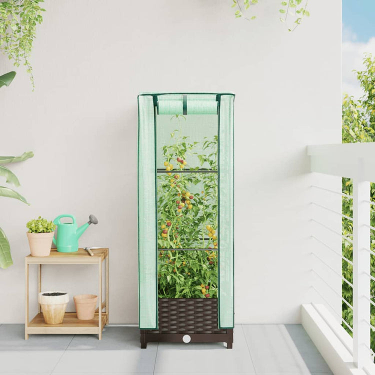 Vidaxl Planter élevé avec Kashoes 40x40x123 cm Rattanlook