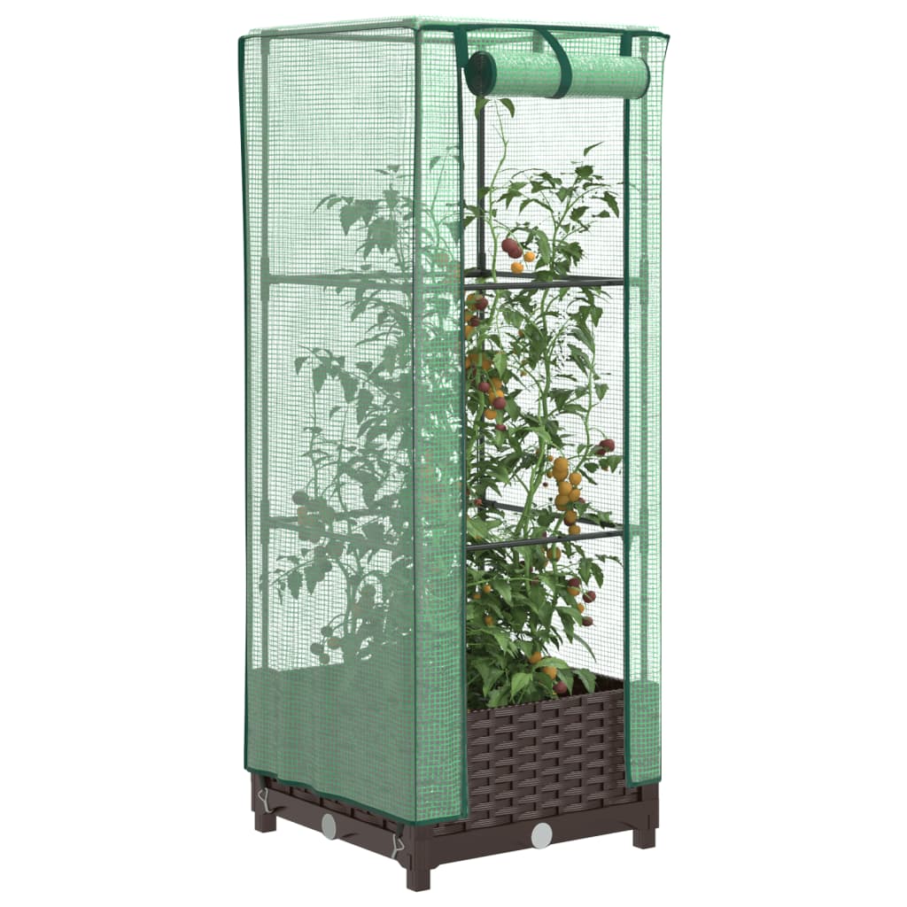 Vidaxl Planter élevé avec Kashoes 40x40x123 cm Rattanlook