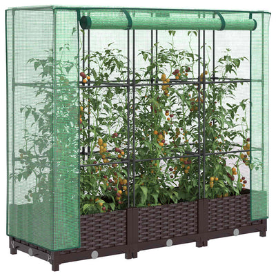 Vidaxl Planter élevé avec Kashoes 120x40x123 cm Rattanlook