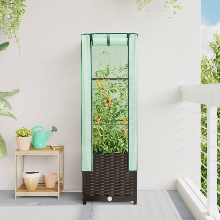 Vidaxl Planter élevé avec Kashoes 40x40x139 cm Rattanlook