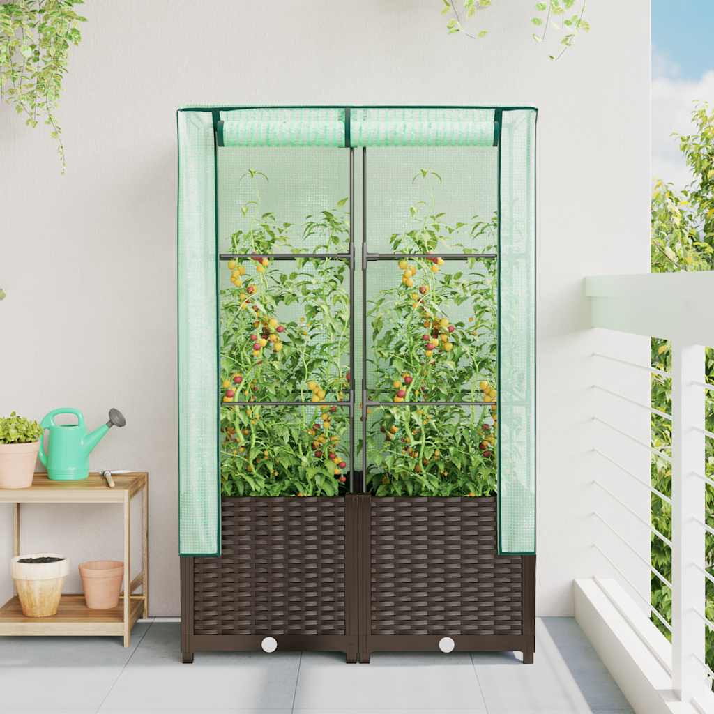 Vidaxl Planter élevé avec Kashoes 80x40x138 cm Rattanlook