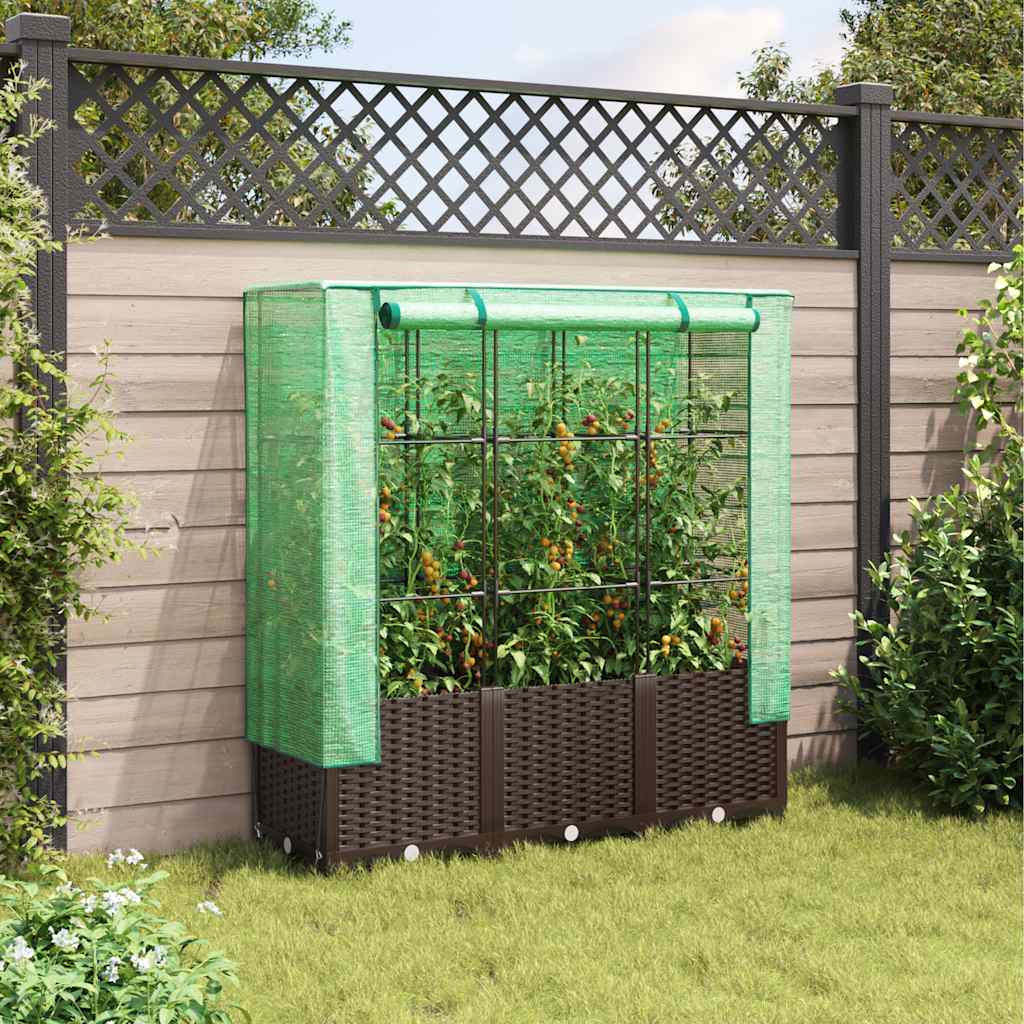 Vidaxl Planter élevé avec Kashoes 120x40x138 cm Rattanlook
