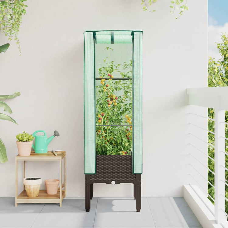 Vidaxl Planter élevé avec Kashoes 40x40x140 cm Rattanlook