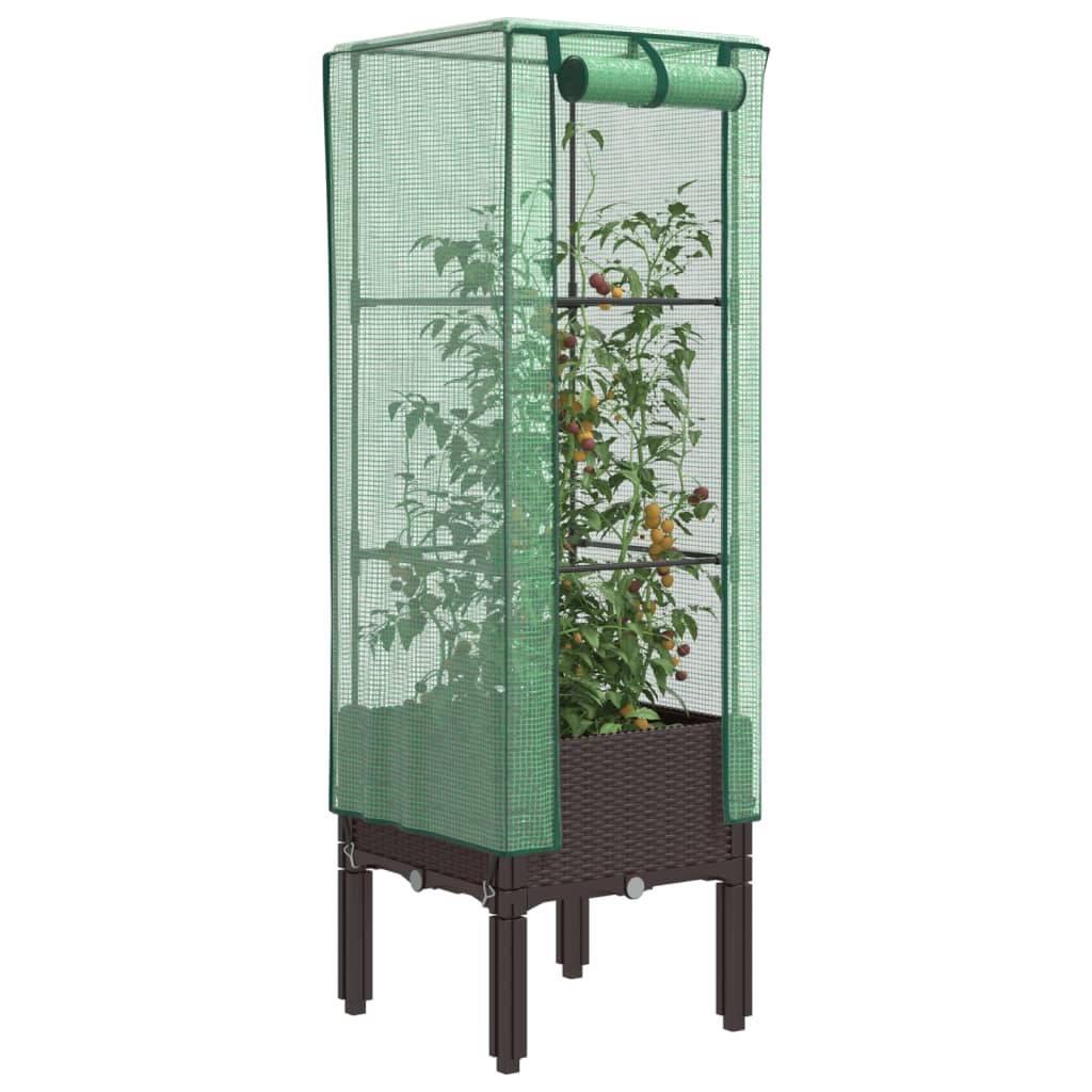 Vidaxl Planter élevé avec Kashoes 40x40x140 cm Rattanlook