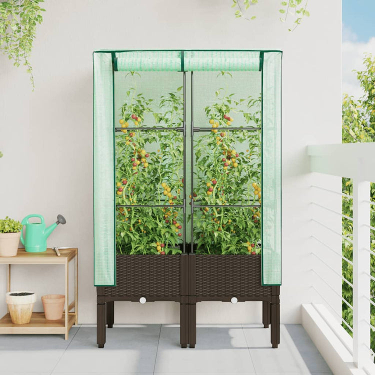 Vidaxl Planter élevé avec Kashoes 80x40x140 cm Rattanlook