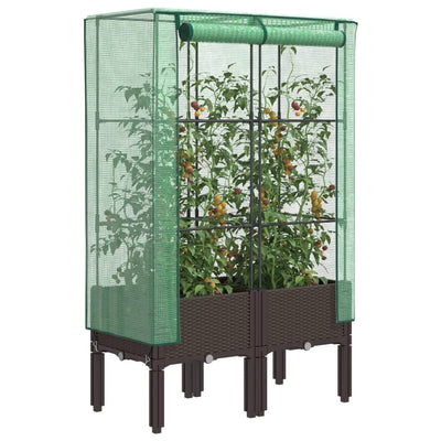 Vidaxl Planter élevé avec Kashoes 80x40x140 cm Rattanlook