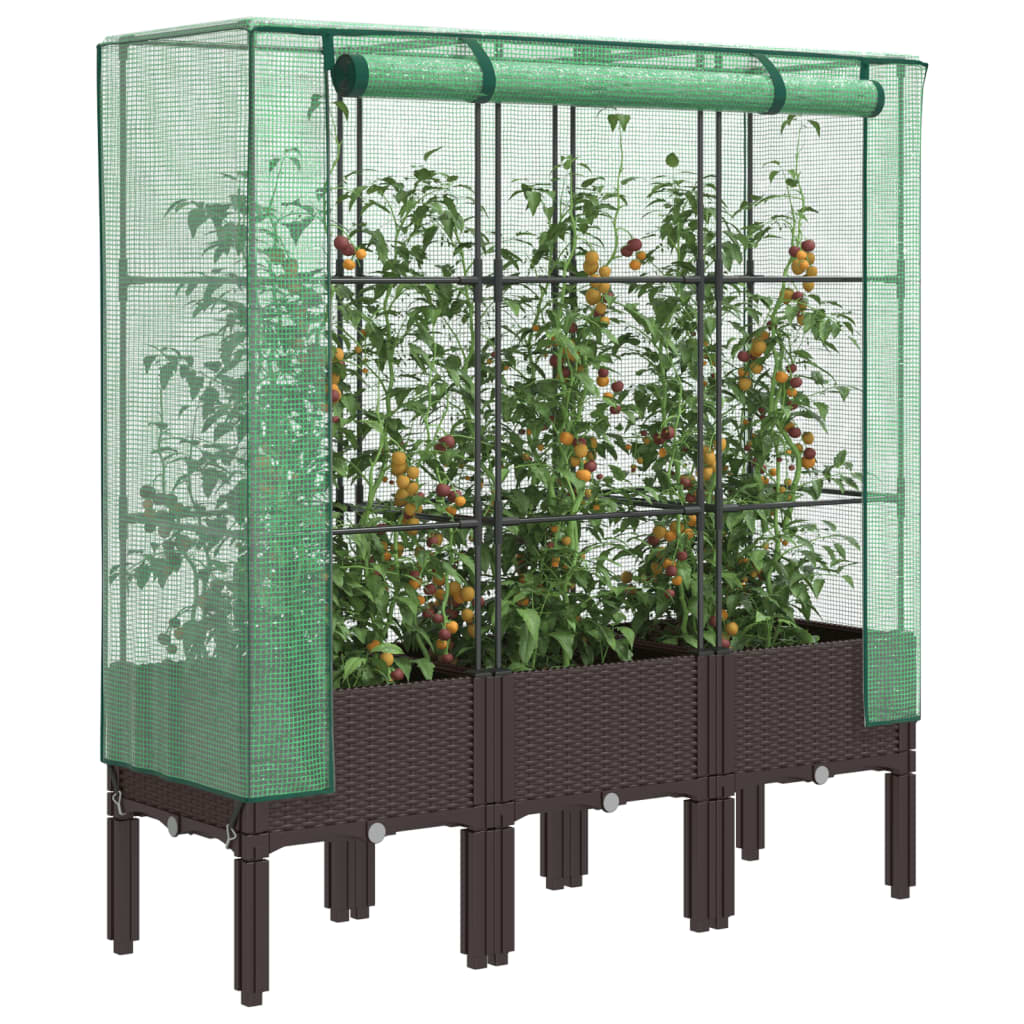 Vidaxl Planter élevé avec Kashoes 120x40x140 cm Rattanlook
