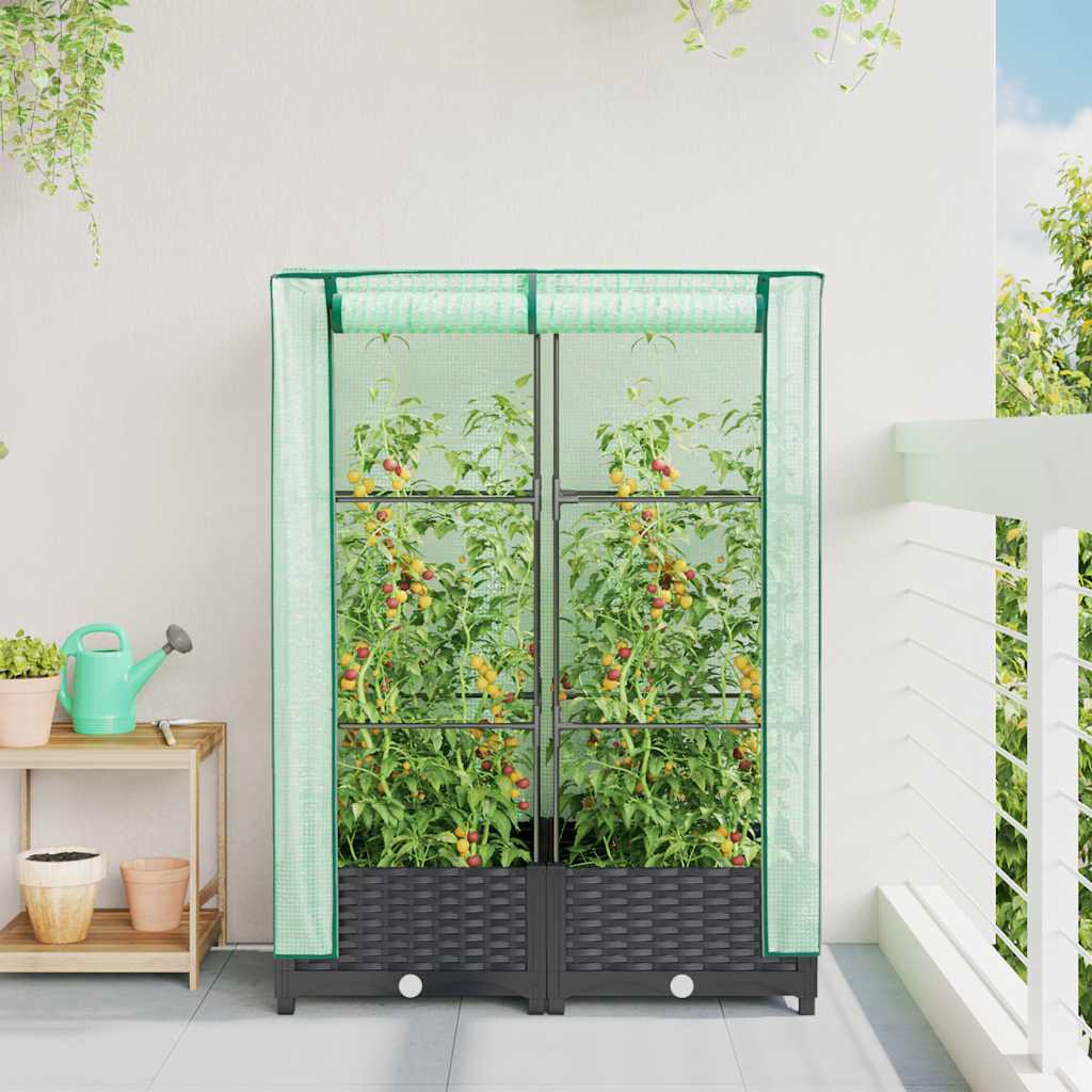 Vidaxl Planter élevé avec Kashoes 80x40x123 cm Rattanlook