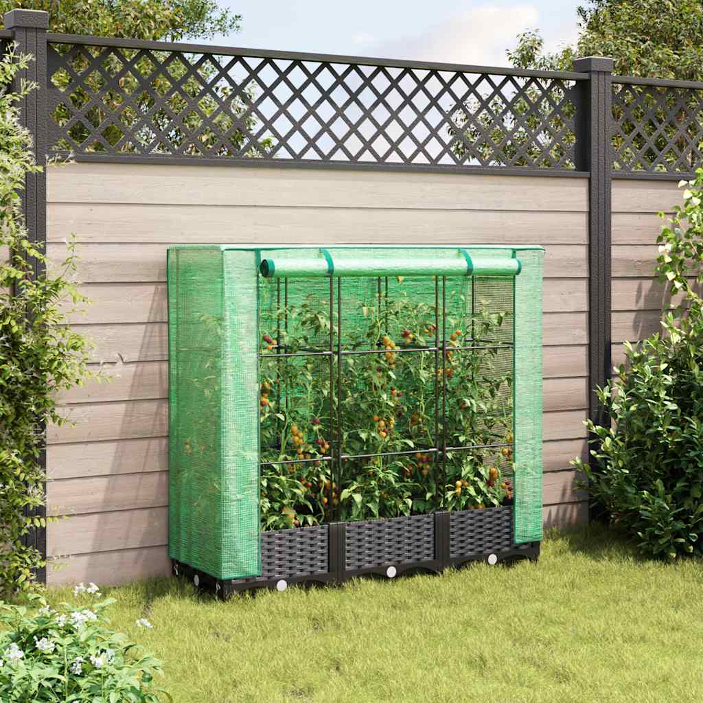 Vidaxl Planter élevé avec Kashoes 120x40x123 cm Rattanlook