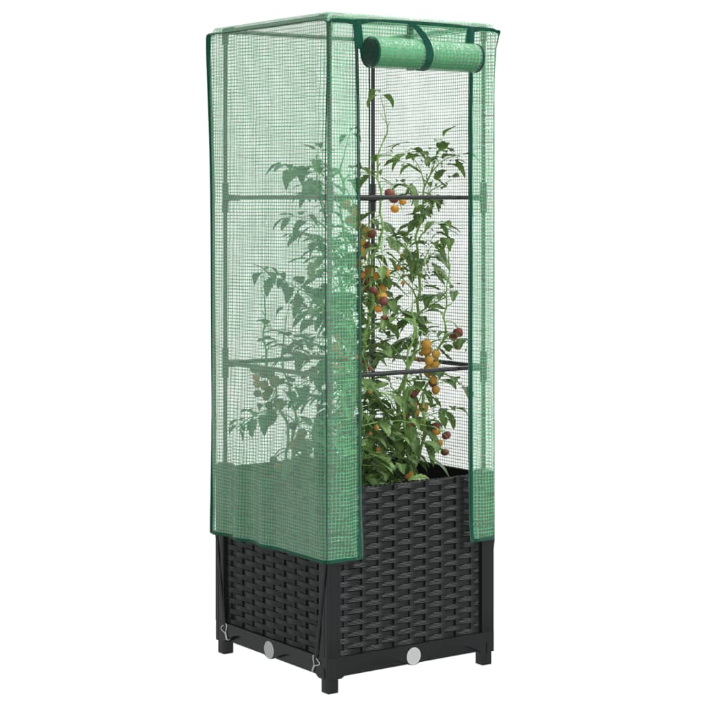 Vidaxl Planter élevé avec Kashoes 40x40x139 cm Rattanlook
