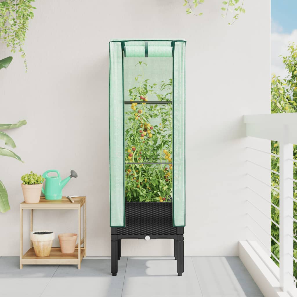 Vidaxl Planter élevé avec Kashoes 40x40x140 cm Rattanlook
