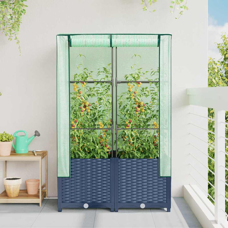 Vidaxl Planter élevé avec Kashoes 80x40x138 cm Rattanlook
