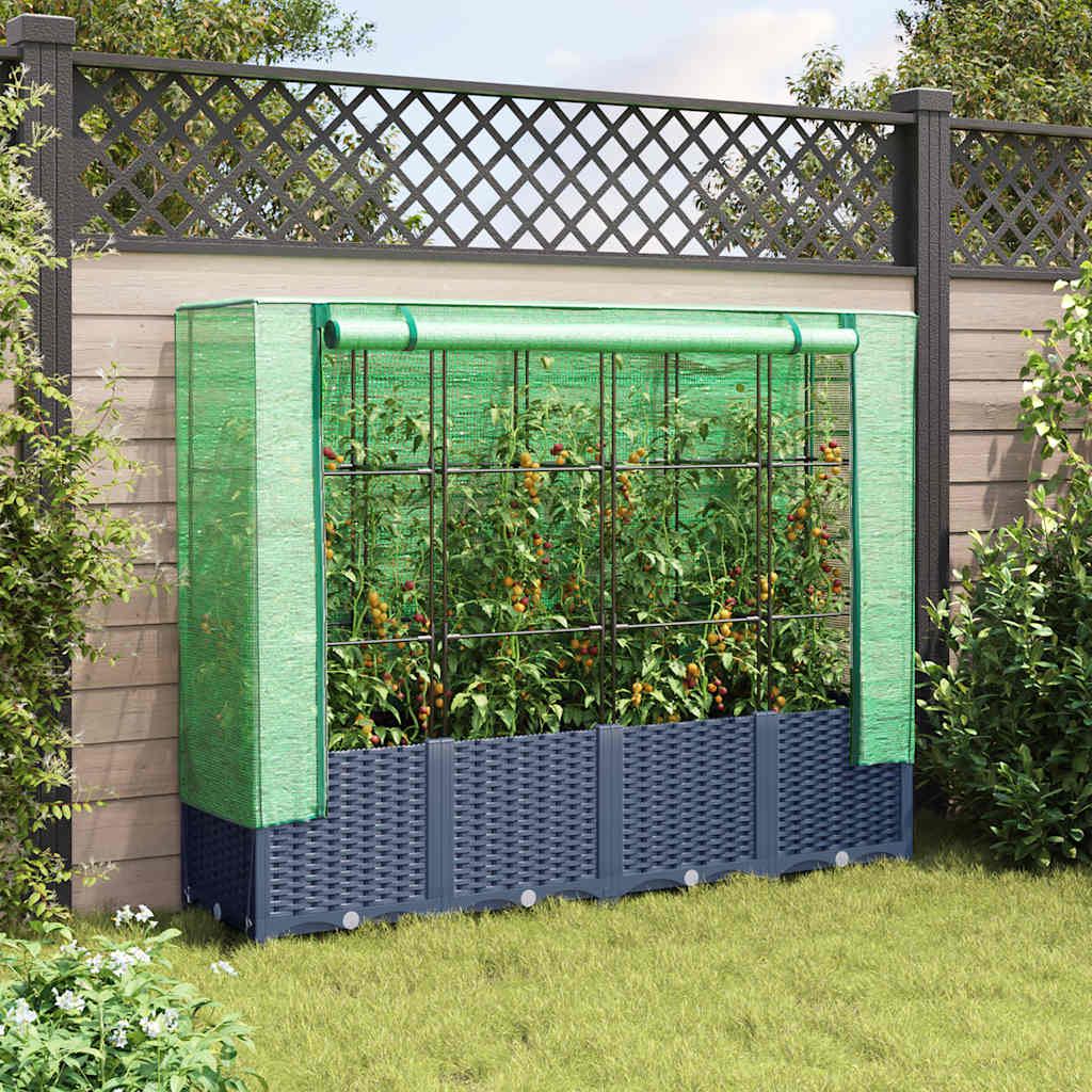 Vidaxl Planter élevé avec Kashoes 160x40x138 cm Rattanlook