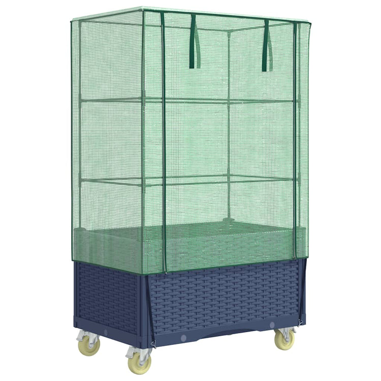 Planteur vidaxl élevé avec couverture et roues 80x50x182 cm rattanlook