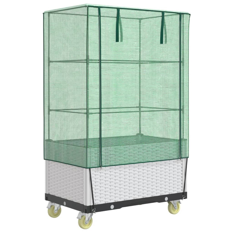 Planteur vidaxl élevé avec couverture et roues 80x50x182 cm rattanlook