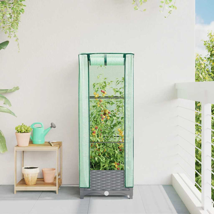 Vidaxl Planter élevé avec Kashoes 40x40x123 cm Rattanlook