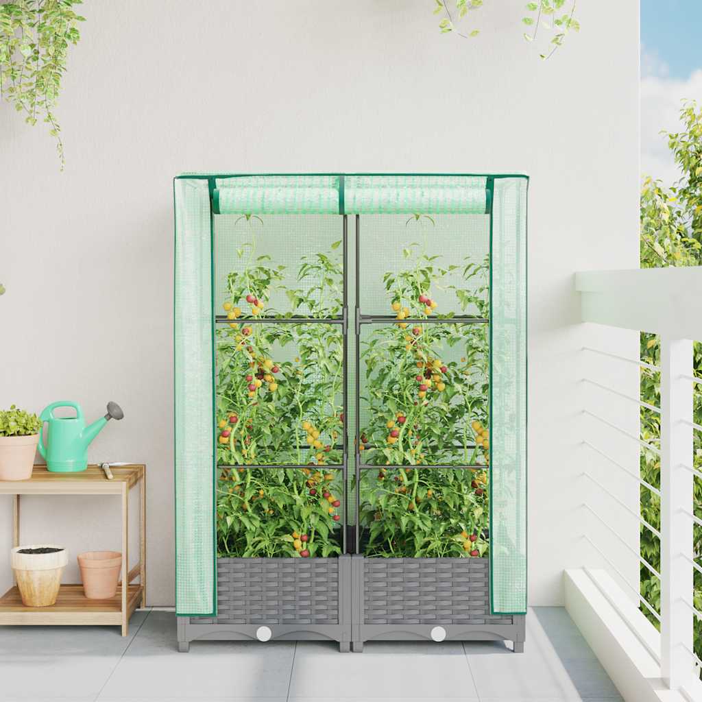 Vidaxl Planter élevé avec Kashoes 80x40x123 cm Rattanlook
