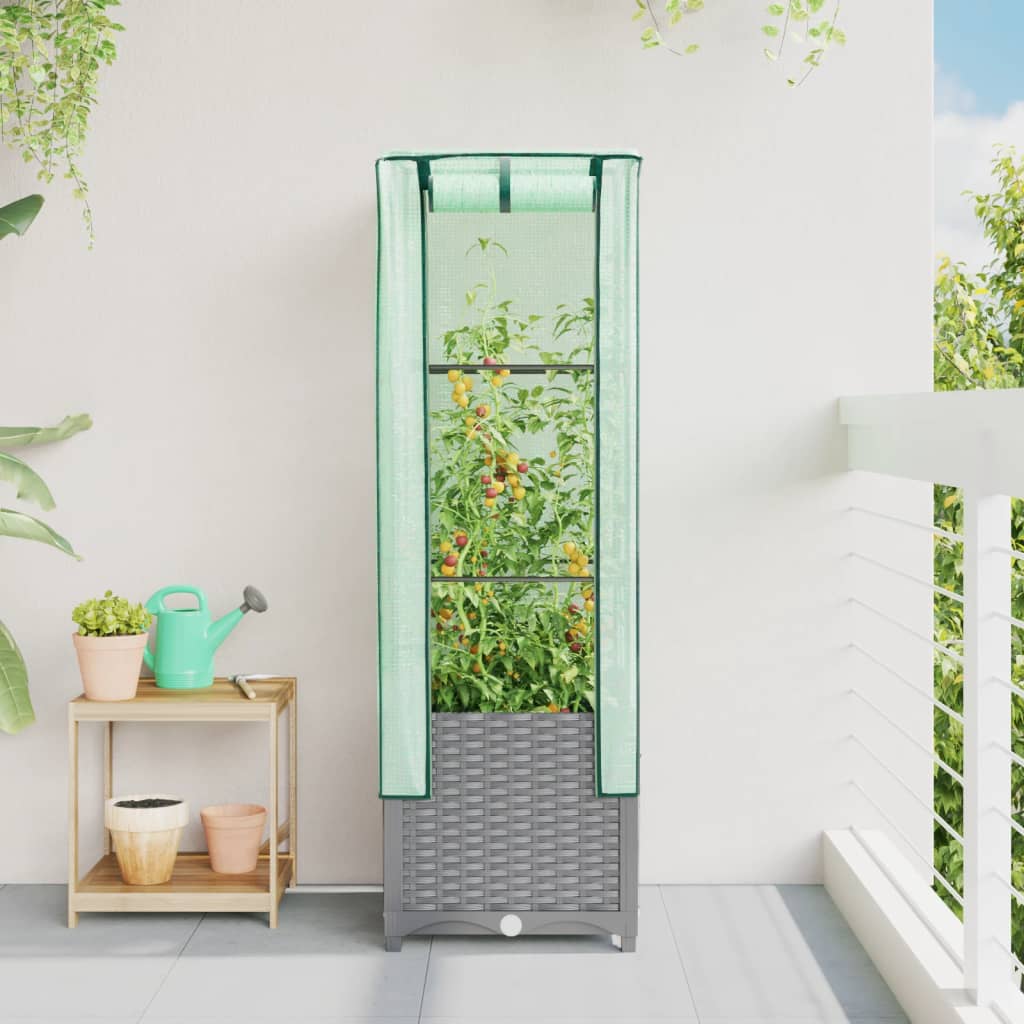 Vidaxl Planter élevé avec Kashoes 40x40x139 cm Rattanlook