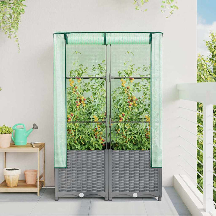 Vidaxl Planter élevé avec Kashoes 80x40x138 cm Rattanlook