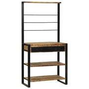 Vidaxx étagère de cuisine marron et noir 80 x 40 x 160 cm bois de manguier massif - afbeelding 1