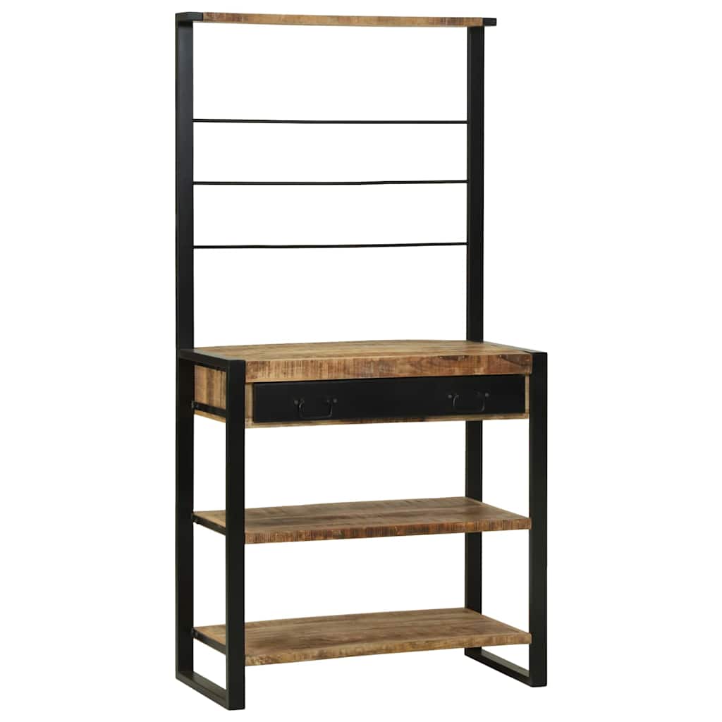 Vidaxx étagère de cuisine marron et noir 80 x 40 x 160 cm bois de manguier massif