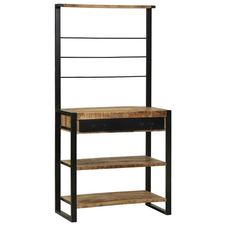 Vidaxx étagère de cuisine marron et noir 80 x 40 x 160 cm bois de manguier massif