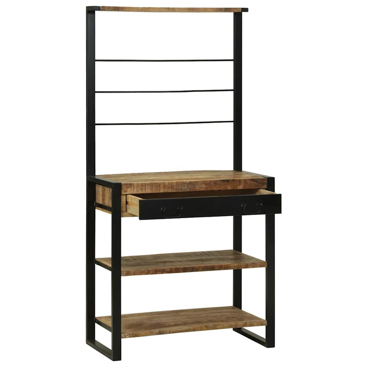 Vidaxx étagère de cuisine marron et noir 80 x 40 x 160 cm bois de manguier massif