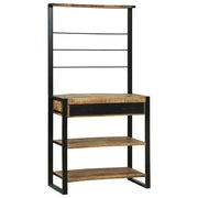 Vidaxx étagère de cuisine marron et noir 80 x 40 x 160 cm bois de manguier massif - afbeelding 3