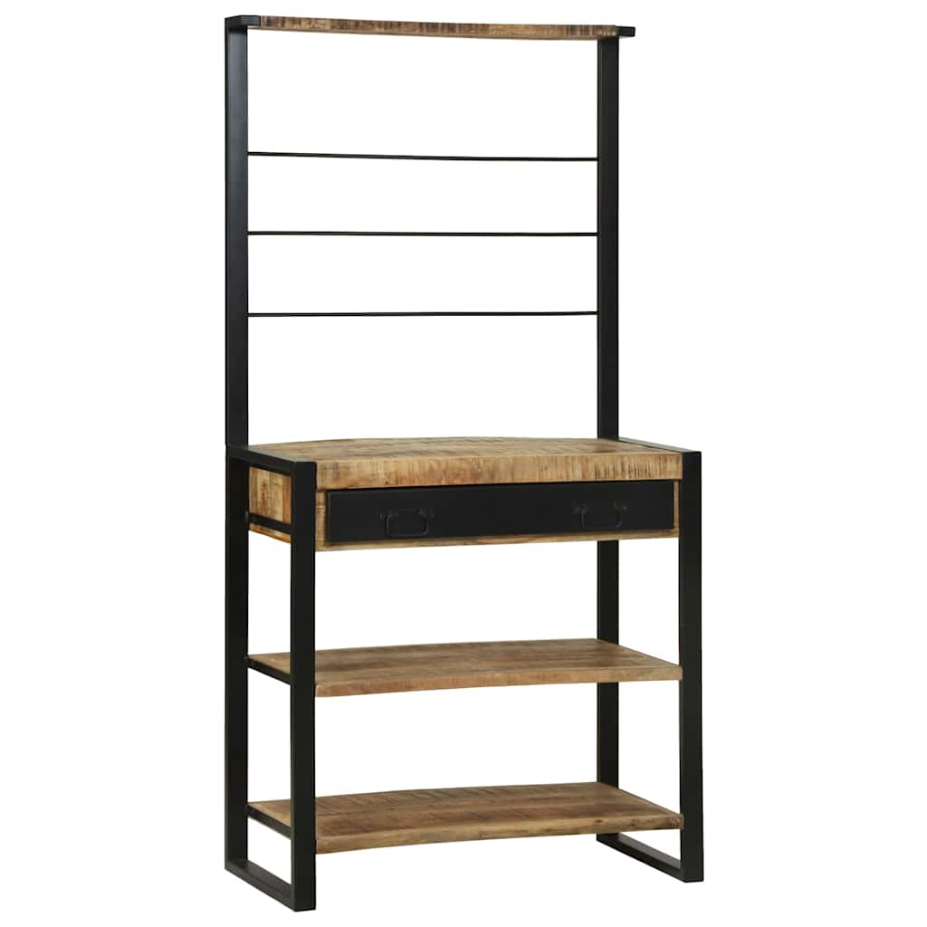 Vidaxx étagère de cuisine marron et noir 80 x 40 x 160 cm bois de manguier massif