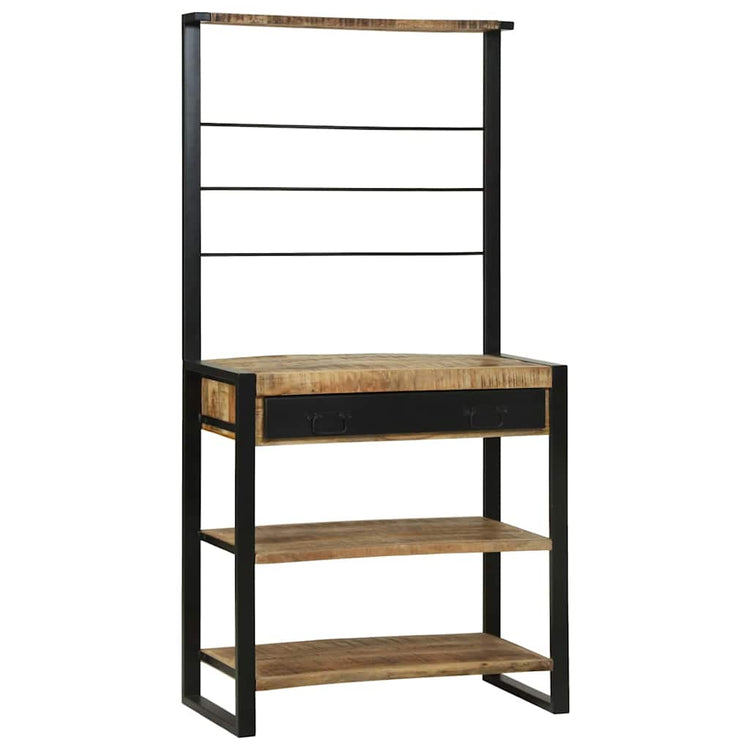 Vidaxx étagère de cuisine marron et noir 80 x 40 x 160 cm bois de manguier massif