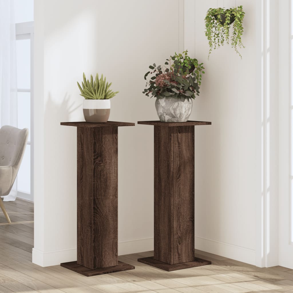 Normes de l'usine Vidaxl 2 PCS 30x30x80 cm Chêne brun en bois transformé