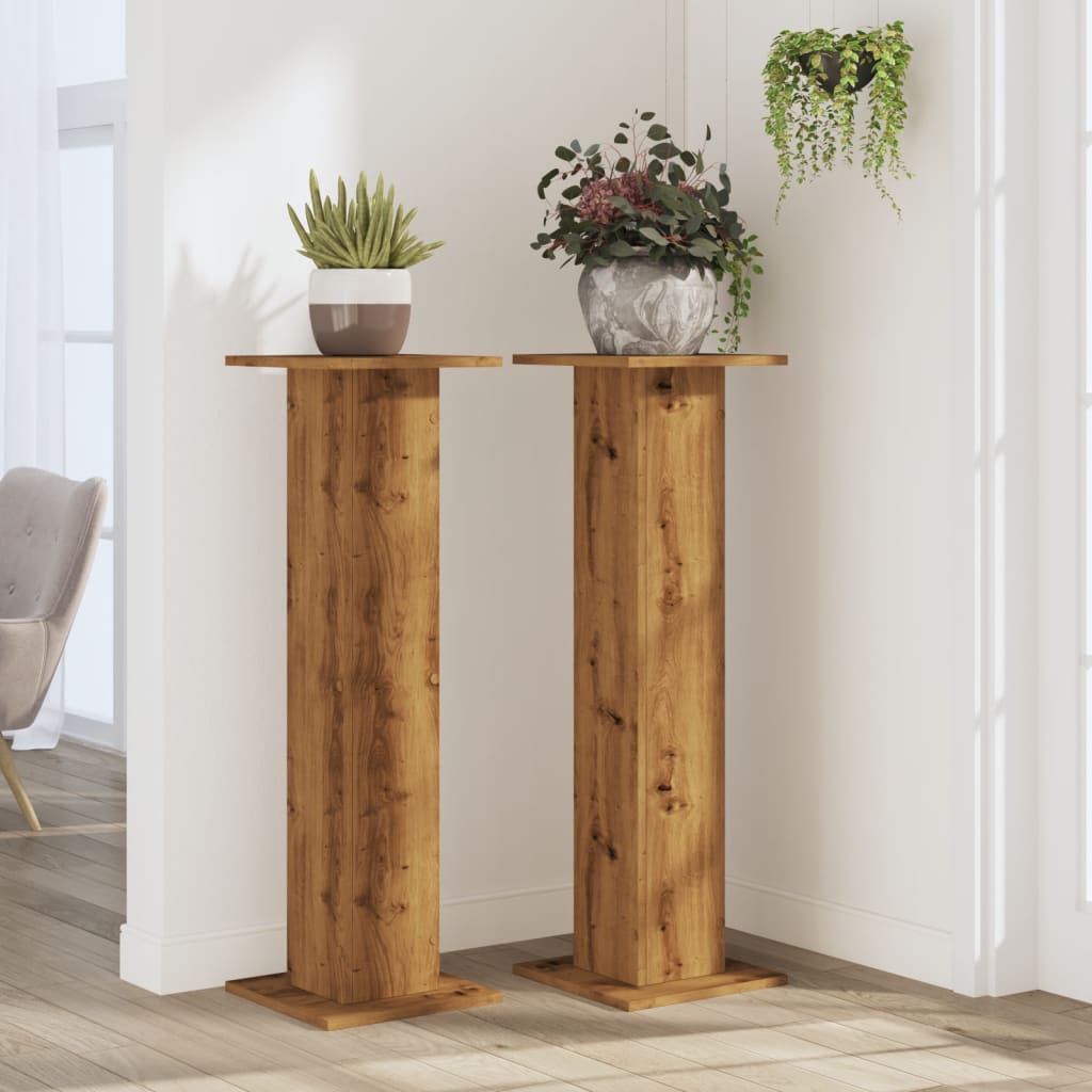 VidaXL supports pour plantes 2 pcs 30x30x95 cm bois chêne artisanal