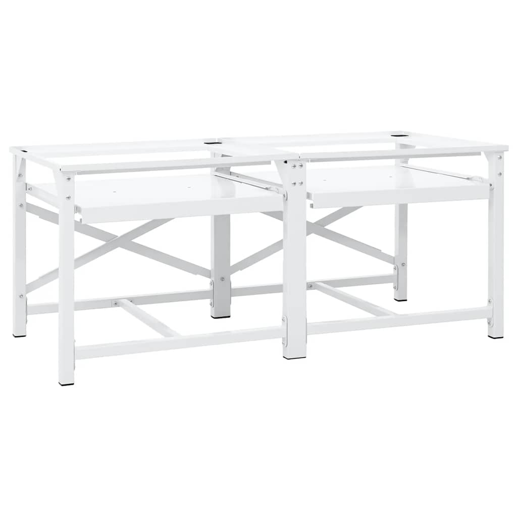 Vidaxl Double Washing Machine Base avec étagères extensibles blancs