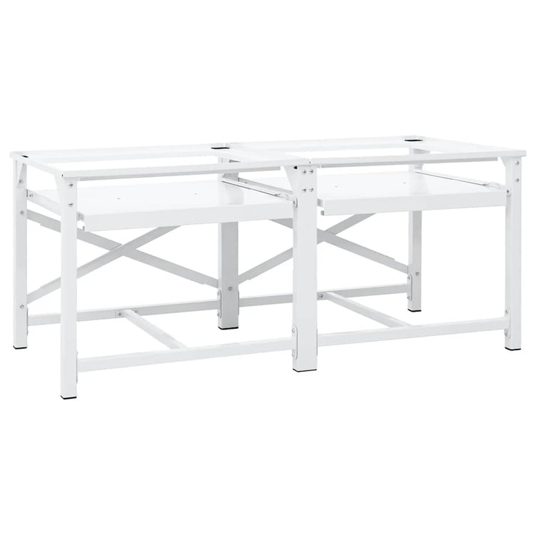 Vidaxl Double Washing Machine Base avec étagères extensibles blancs
