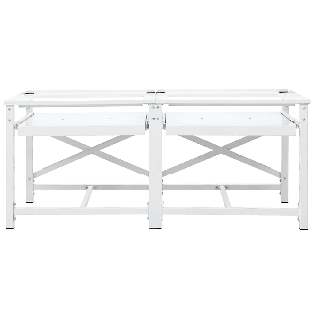 Vidaxl Double Washing Machine Base avec étagères extensibles blancs