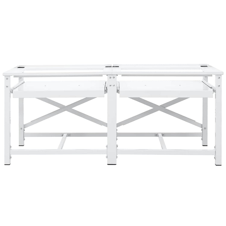 Vidaxl Double Washing Machine Base avec étagères extensibles blancs