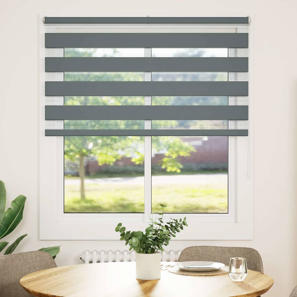 VidaXL store enrouleur zèbre 135x150 cm largeur de tissu 130,9 cm gris foncé