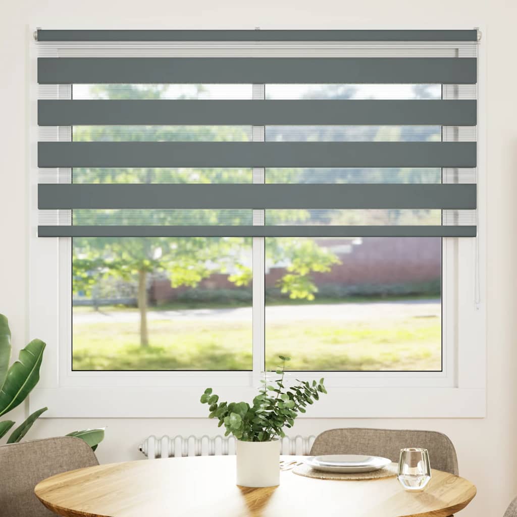 VidaXL store enrouleur zèbre 155x150 cm largeur de tissu 150,9 cm gris foncé