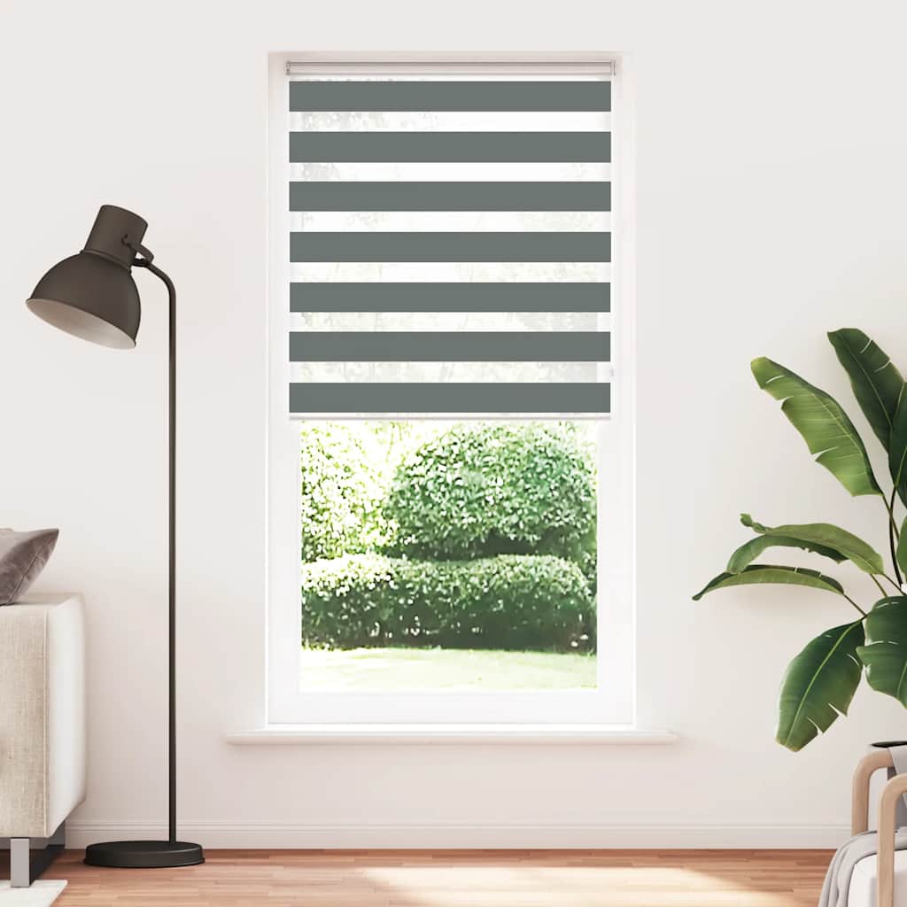 VidaXL store enrouleur zèbre 105x200 cm largeur de tissu 100,9 cm gris foncé