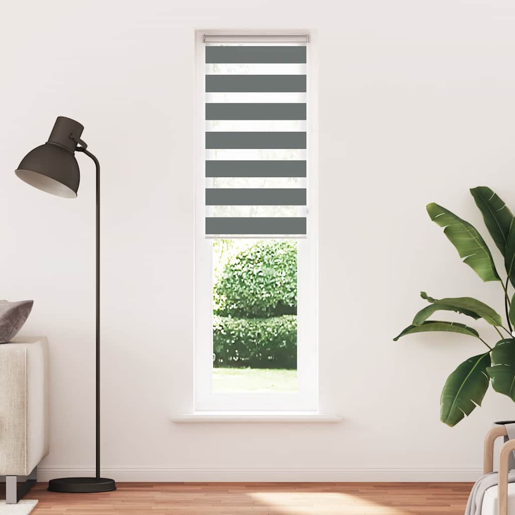 VidaXL store enrouleur zèbre 60x230 cm largeur du tissu gris foncé 55,9 cm